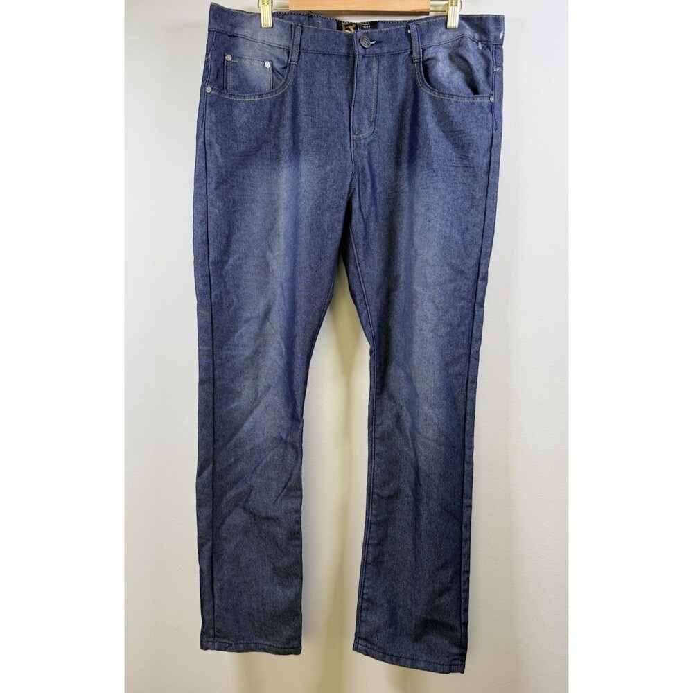 LRG Garment District Men’s Straight Regular Fit Dark Wash Blue Denim Jeans